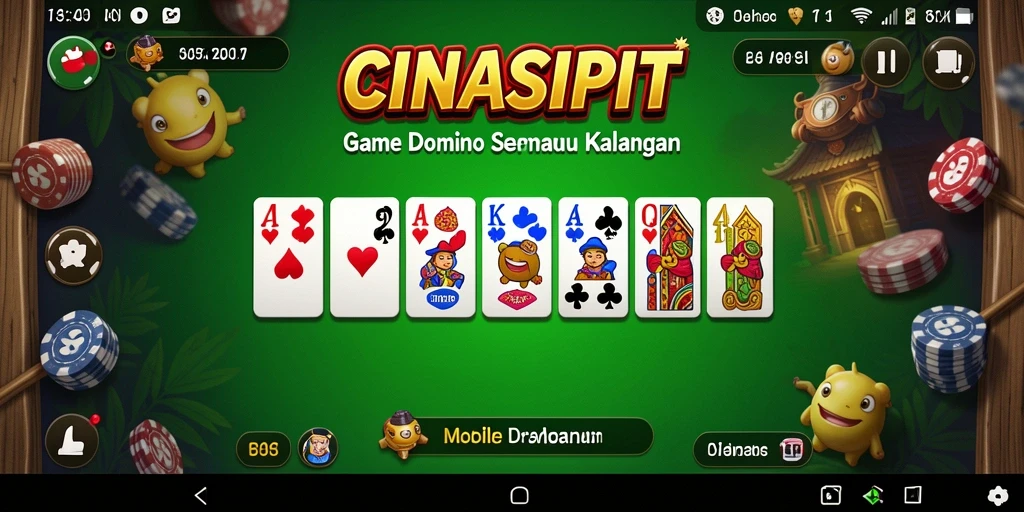Tampilan gameplay CINASIPIT yang menarik dengan kartu Domino.