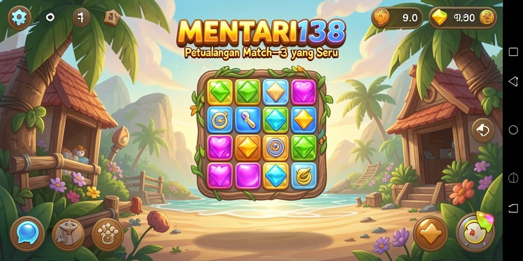 Screenshot utama MENTARI138 menampilkan gameplay seru dalam mencocokkan elemen.
