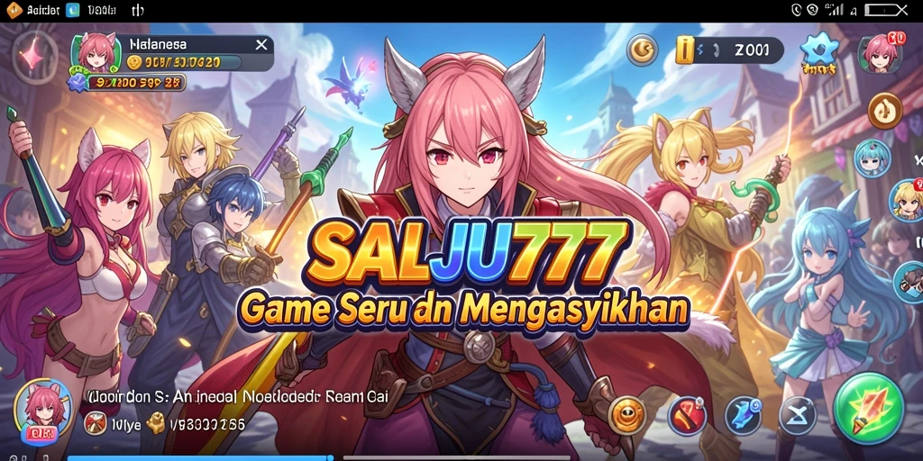 Screenshot SALJU777 menampilkan karakter anime dalam pertarungan seru.